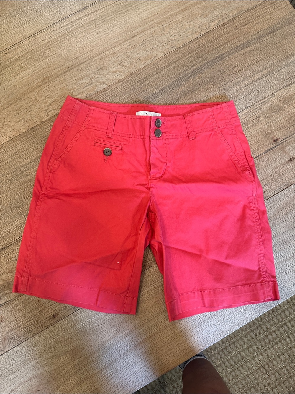 CAbi Coral Pink Chino Bermuda Shorts